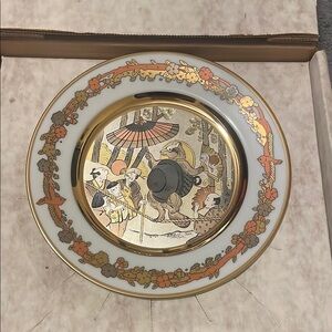 Stanley Floral Plate with Gold and Orange Accents